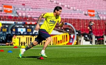 Messi entrena en Camp Nou