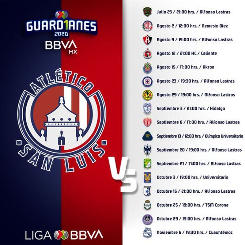 Conoce el calendario del Atlético de San Luis para el Guardianes 2020