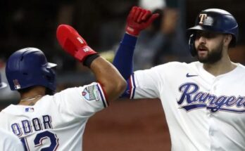 Gallo da HR y Rangers blanquean Angelinos